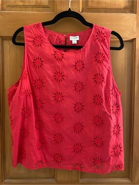 Fuschia Eyelet J. Crew Tank Blouse size Large